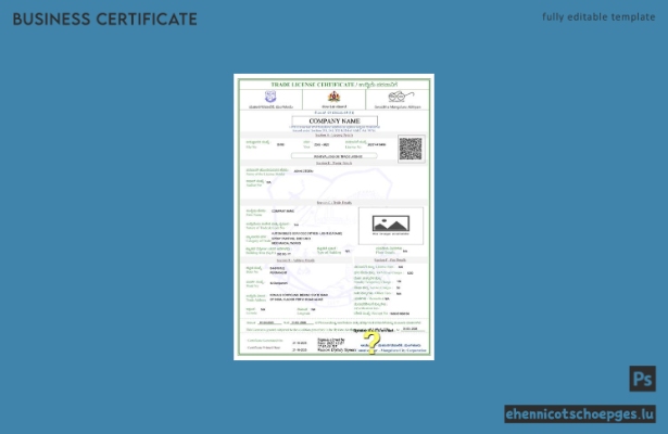 Handelslizenzzertifikat Mangaluru, Indien, Word- und PDF-Beispielansicht